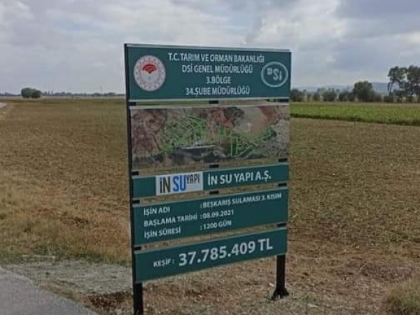 Altıntaş Beşkarış Barajı 3. Etap Basınçlı Borulu Sulama Hattı ve Sanat Yapıları ihalesi sözleşmesi imzalanmıştır. 